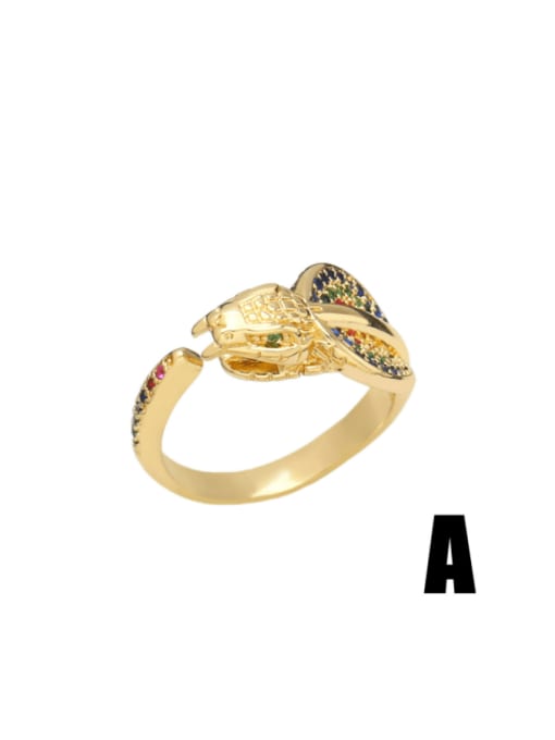 A (mixed color) Brass Cubic Zirconia Snake Vintage Band Ring