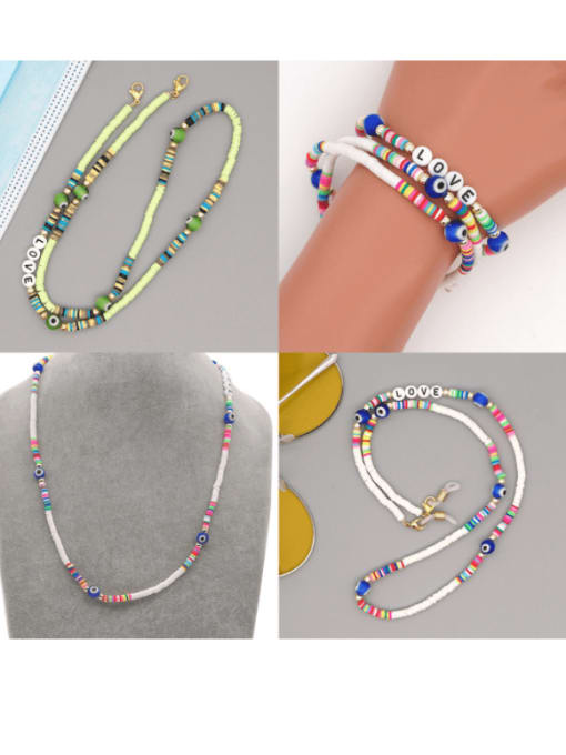 Roxi Stainless steel Glass  Bead Multi Color Acrylic Letter Bohemia Necklace 3