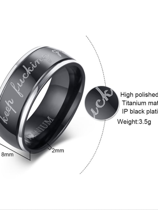TR 023 US 10 Titanium Steel Geometric Minimalist Band Ring