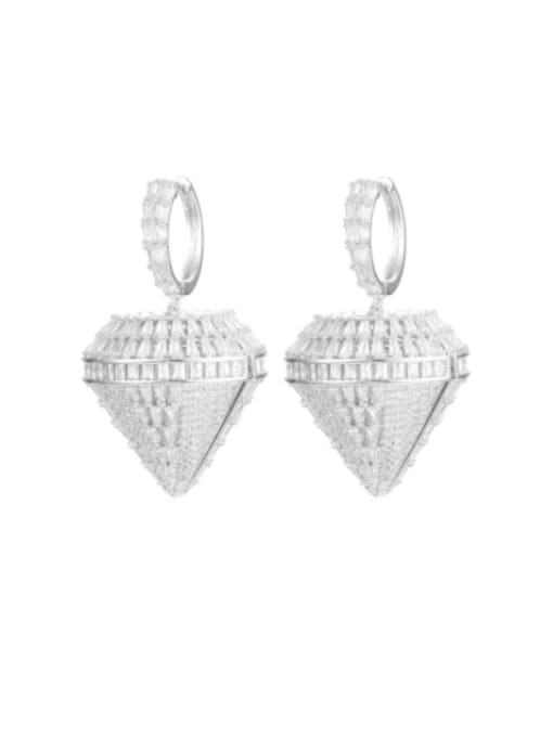 L.WIN Brass Cubic Zirconia Heart Luxury Drop Earring 3
