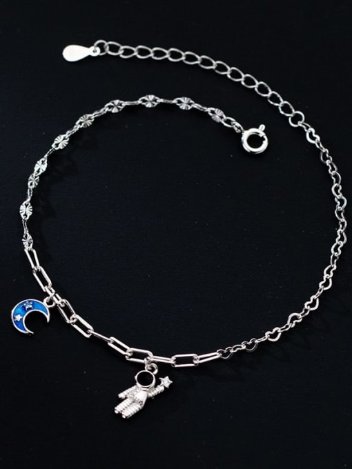 Rosh 925 Sterling Silver Enamel Moon Minimalist Link Bracelet 2