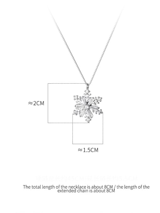 Rosh 925 Sterling Silver Cubic Zirconia  Minimalist Snowflake Pendant Necklace 3