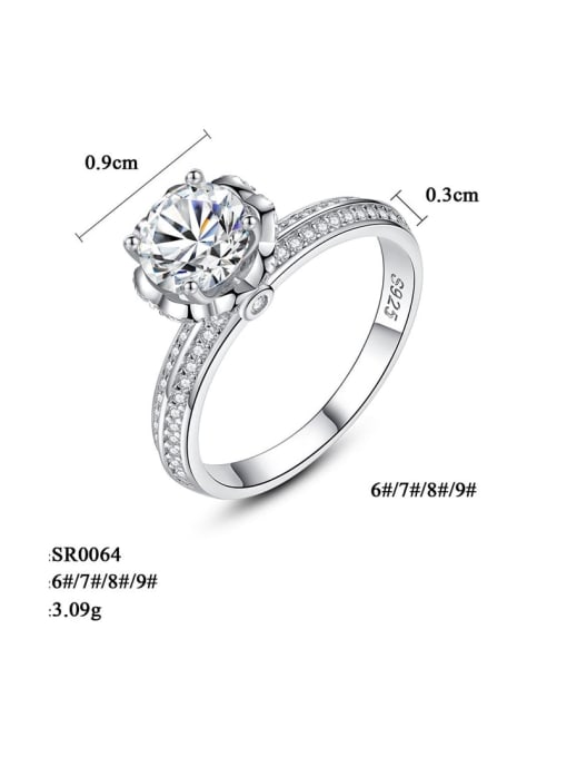 CCUI 925 Sterling Silver Cubic Zirconia simple flower classic Band Ring 2