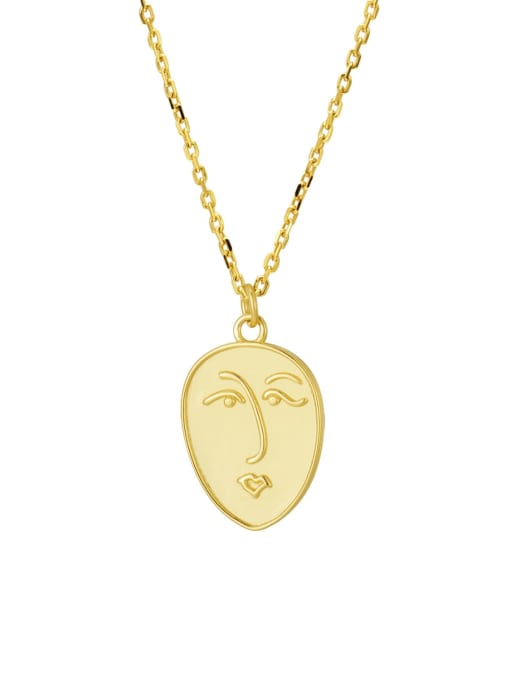 Gold facial expression necklace 925 Sterling Silver Heart Minimalist Necklace