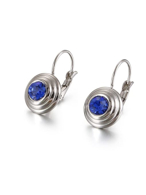 blue Titanium Cubic Zirconia Multi Color Round Minimalist Huggie Earring