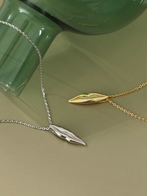 DAKA 925 sterling silver simple glossy Leaf Pendant Necklace 0