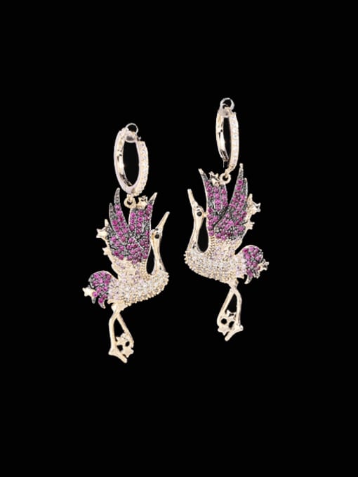 Luxu Brass Rhinestone Swan Cute Cluster Earring 2