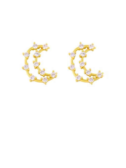 CC Brass Cubic Zirconia Star Hip Hop Stud Earring 3