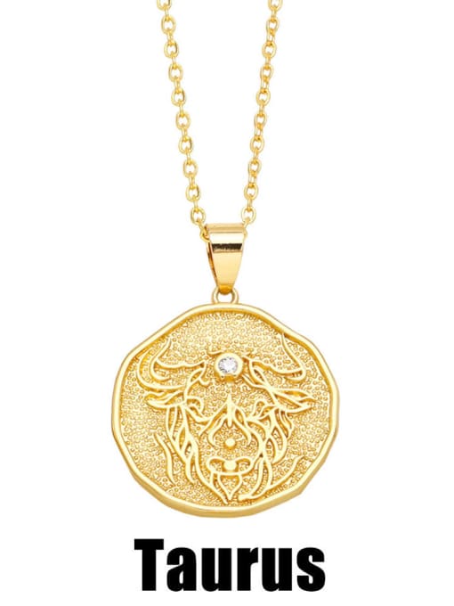 Taurus Brass Constellation Vintage Necklace