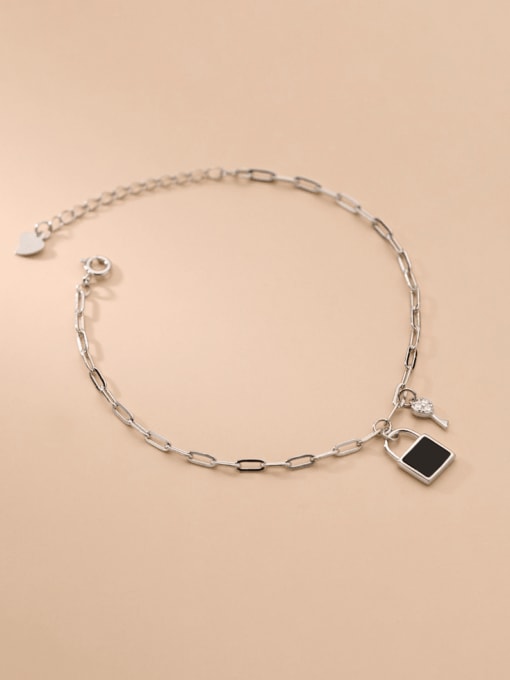 Rosh 925 Sterling Silver Acrylic Geometric Minimalist Link Bracelet 2