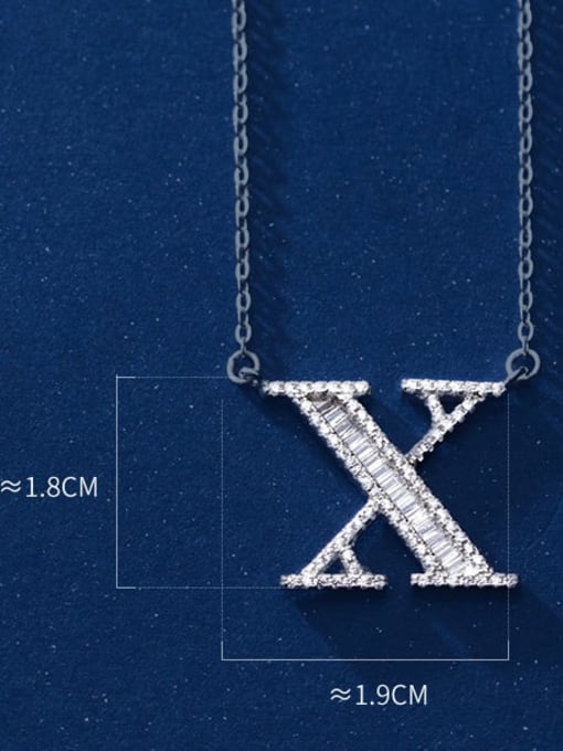 Letter X 925 Sterling Silver Simple Fashion full diamond letters pendant  Necklace