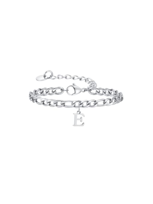 E Stainless steel Letter Hip Hop Link Bracelet