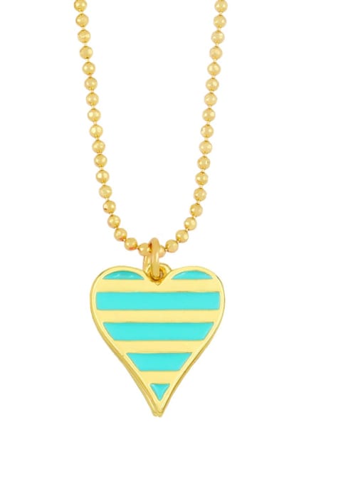 green Brass Enamel Heart Minimalist Necklace