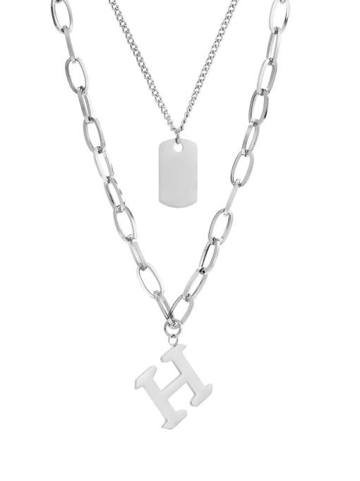 1865 Steel Necklace Titanium Steel Letter Minimalist Multi Strand Necklace