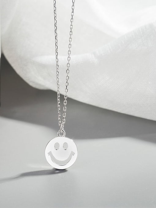 HAHN 925 Sterling Silver Smiley  Minimalist Pendant Necklace 2
