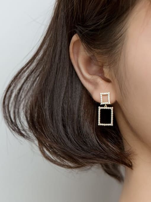 Rosh 925 Sterling Silver Imitation Pearl Geometric Dainty Drop Earring 1