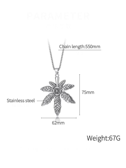 Open Sky Titanium Steel Maple Leaf Pendant Vintage Man Necklace 2