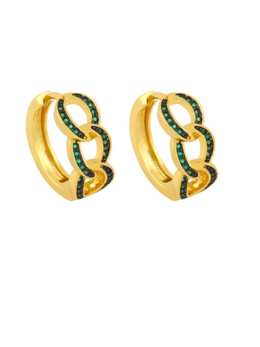 green Brass Cubic Zirconia Geometric Bohemia Stud Earring