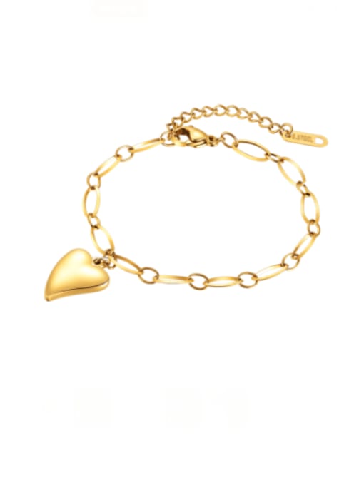 CONG Titanium Steel Heart Minimalist Hollow Chain Link Bracelet 0