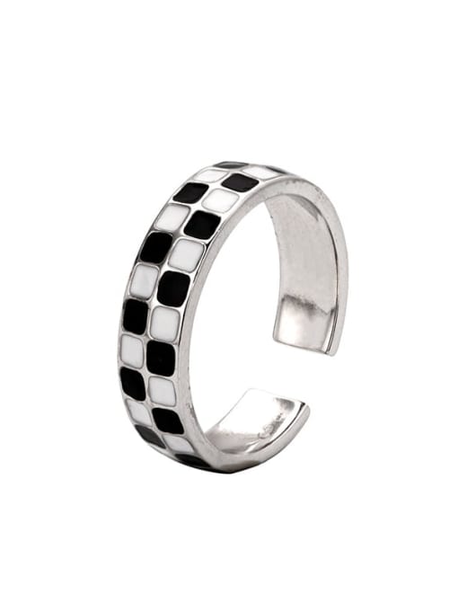 BeiFei Minimalism Silver 925 Sterling Silver Enamel Geometric Minimalist Band Ring 3