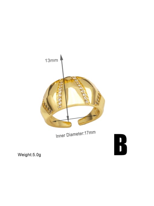 B Brass Cubic Zirconia Star Hip Hop Band Ring