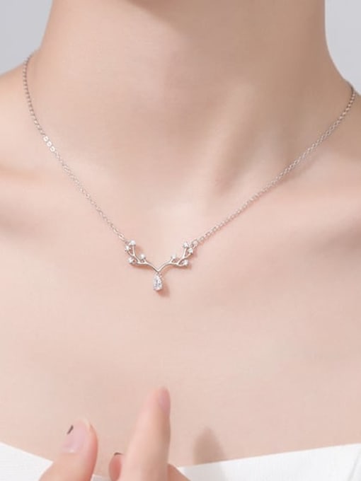 Rosh 925 Sterling Silver Cubic Zirconia Deer Cute Christma Necklaces 1