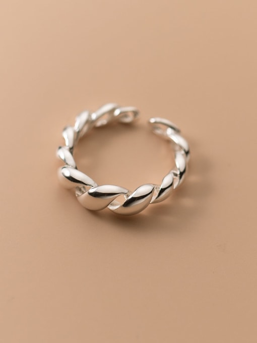 Rosh 925 Sterling Silver Hollow Geometric Minimalist Band Ring 2