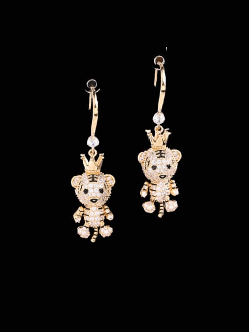 Luxu Brass Cubic Zirconia Bear Cute Hook Earring 2