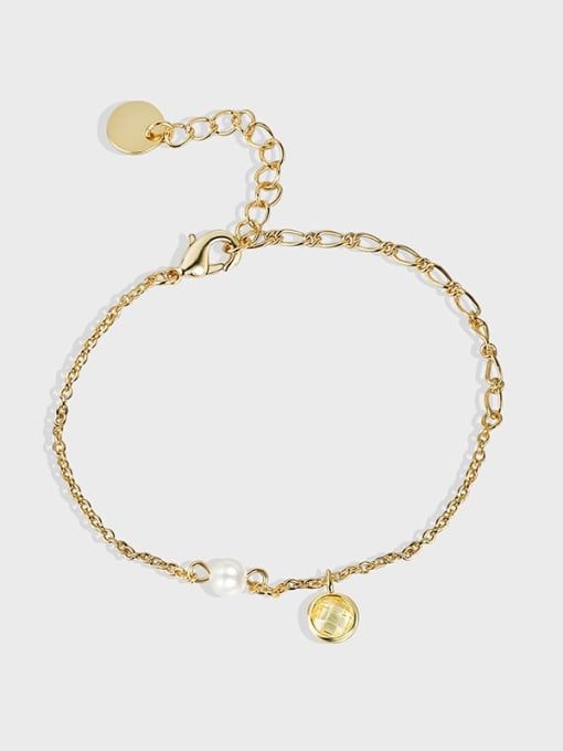 CHARME Brass Imitation Pearl Geometric Minimalist Bracelet