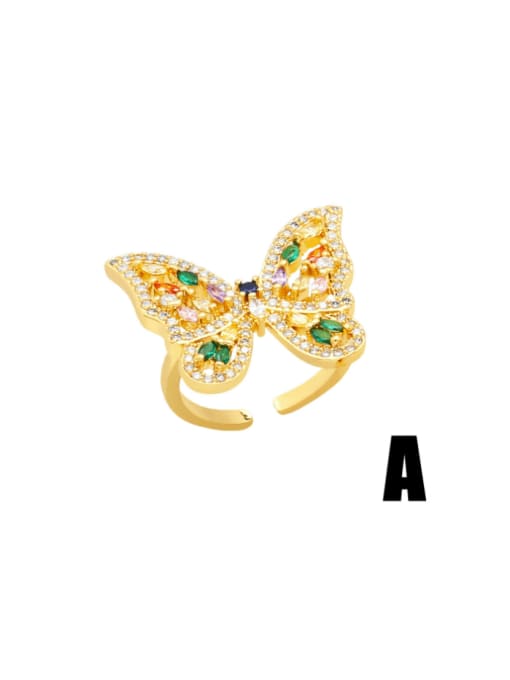 CC Brass Cubic Zirconia Butterfly Vintage Band Ring 4