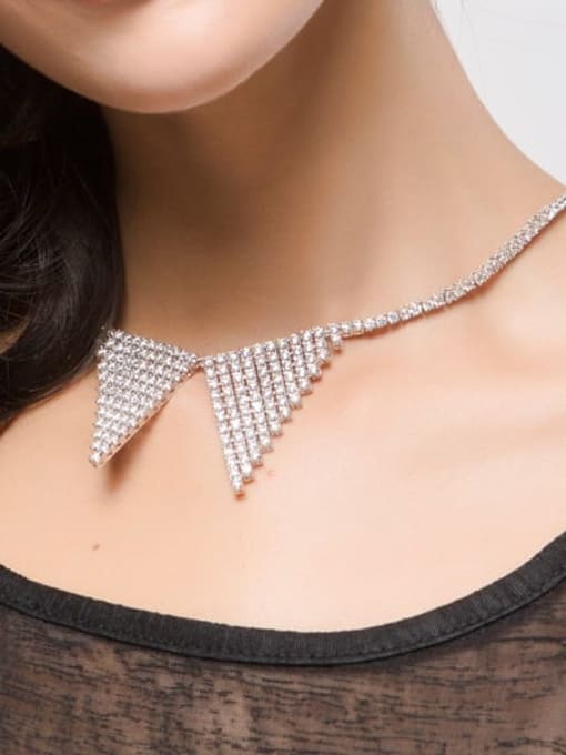 BLING SU Copper Cubic Zirconia Triangle Luxury Necklace 1