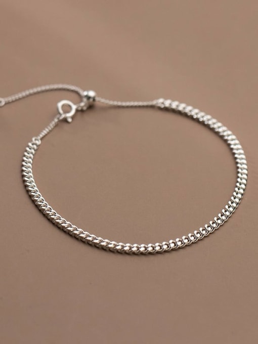 Rosh 925 Sterling Silver Hollow Geometric Chain Minimalist Link Bracelet 0