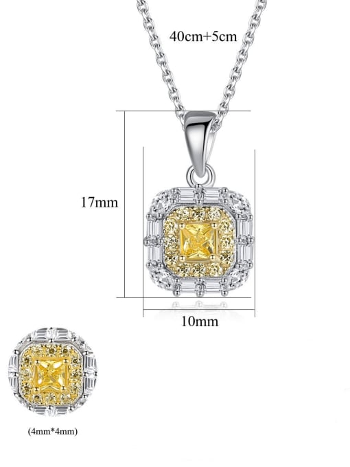 CCUI 925 Sterling Silver Luxury  square  Cubic Zirconia  pendant  Necklace 4