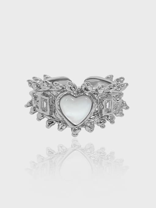 DAKA 925 Sterling Silver Cubic Zirconia Heart Vintage Band Ring 0