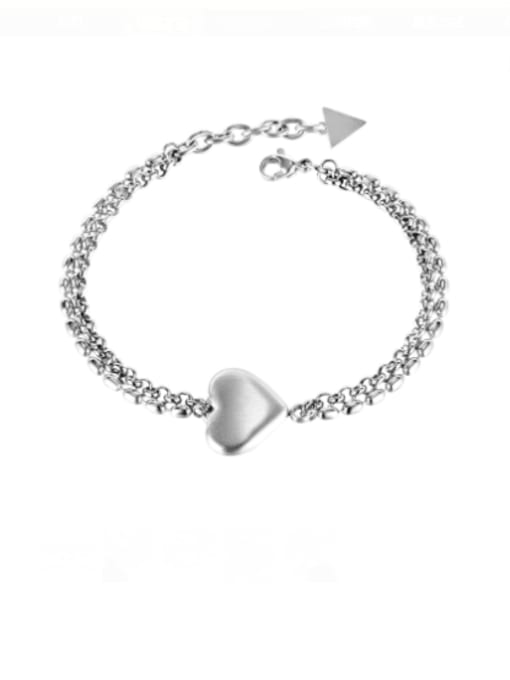 Open Sky Titanium Steel Heart Minimalist Strand Bracelet 0