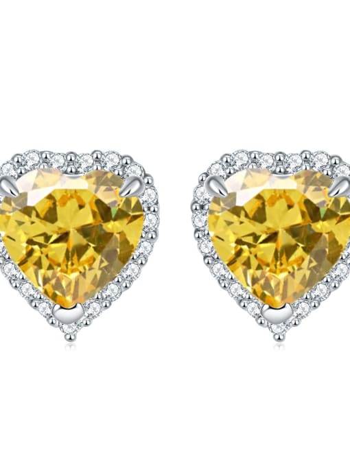 golden 925 Sterling Silver Birthstone Heart Dainty Stud Earring