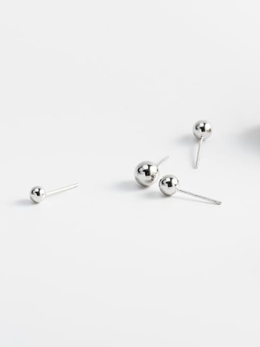 XBOX 925 Sterling Silver Bead Round Minimalist Stud Earring 1