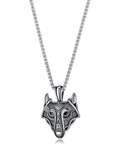 Open Sky Titanium Steel Hip Hop Wolf Hand Pendant Necklace
