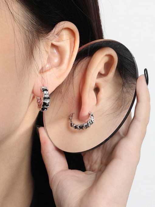 DAKA 925 Sterling Silver Enamel Geometric Minimalist Hoop Earring 2