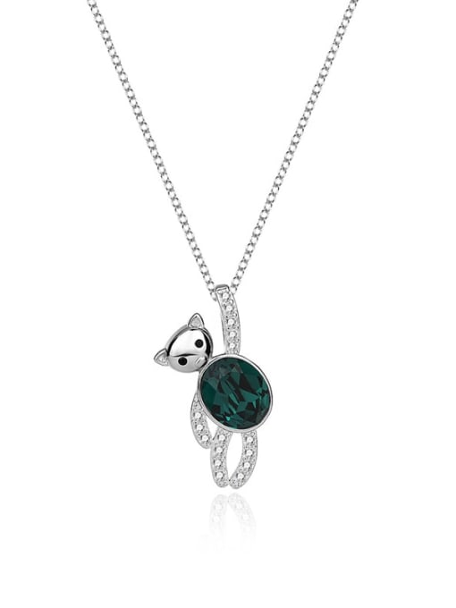 JYXZ 094 (green) 925 Sterling Silver Austrian Crystal Bear Classic Necklace