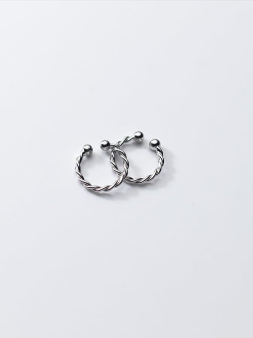 Rosh 925 Sterling Silver  Minimalist Double hollow twist Clip Earring 3