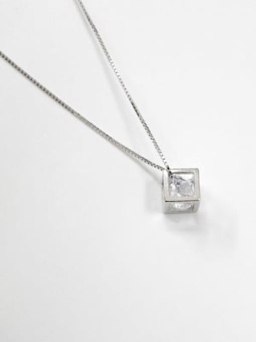DAKA 925 sterling silver simple Hollow  cube Necklace 1