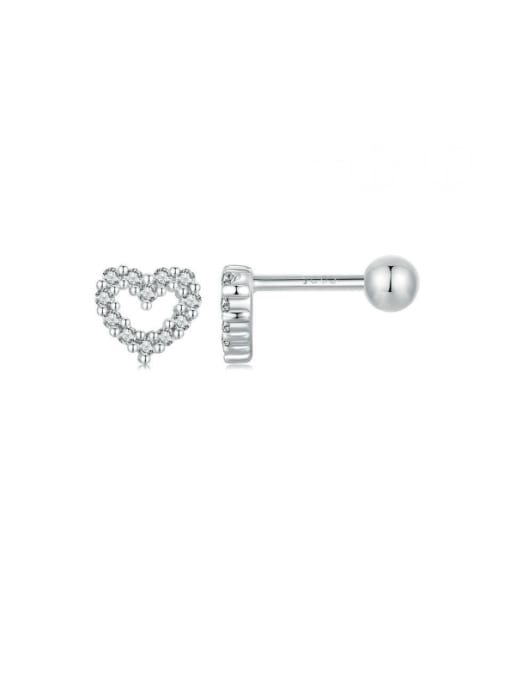 Jare 925 Sterling Silver Cubic Zirconia Heart Dainty Stud Earring