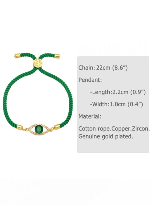 CC Brass Cubic Zirconia Weave Evil Eye  Trend Adjustable Bracelet 4