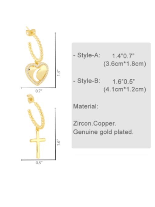 CC Brass Cubic Zirconia Heart Vintage Huggie Earring 4