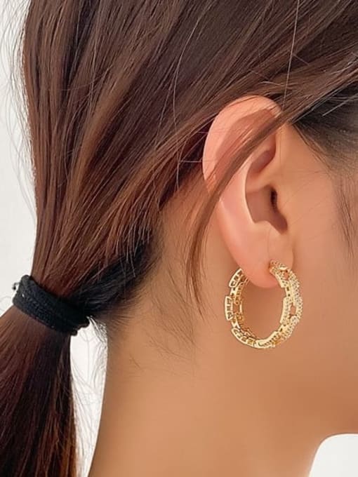 gold earrings Brass Cubic Zirconia Round Luxury Huggie Earring