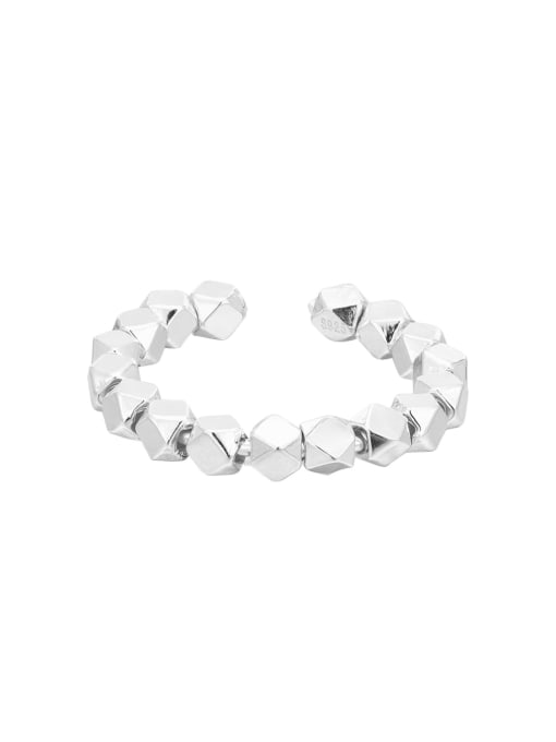 silver 925 Sterling Silver Geometric Minimalist Bead Ring