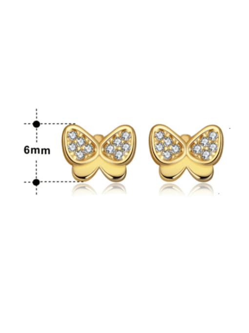 RINNTIN 925 Sterling Silver Cubic Zirconia Butterfly Cute Stud Earring 2