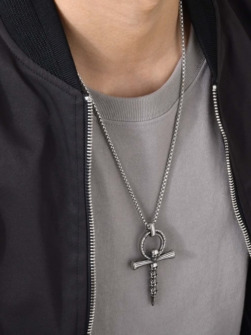 CONG Stainless steel Cross Hip Hop Regligious Necklace 1