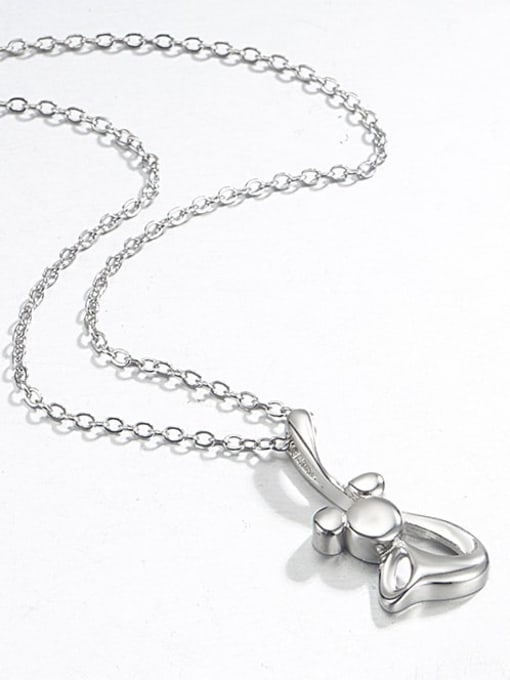HAHN 925 Sterling Silver Rhinestone Mouse Minimalist Necklace 0